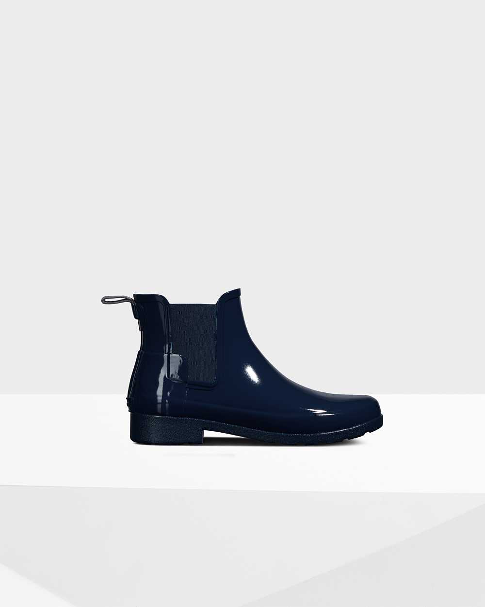 Hunter Refined Gloss Slim Fit Women's Chelsea Boots NZ-88680P Navy